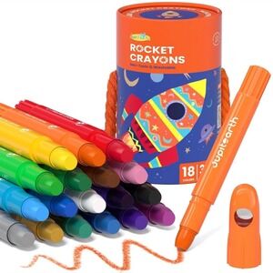Jupitearth Rocket Crayons 18 Vibrant Colors Twist Up Design For‎ Kids